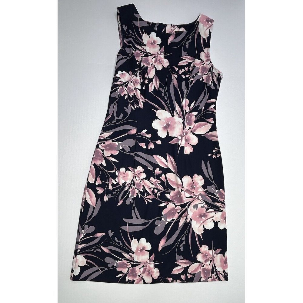Connected Apparel Sheath Dress Women's Size 6 Floral Dark Blue + Pink